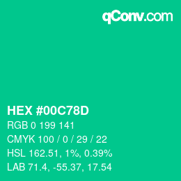 Color code: HEX #00C78D | qconv.com