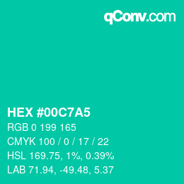 Color code: HEX #00C7A5 | qconv.com