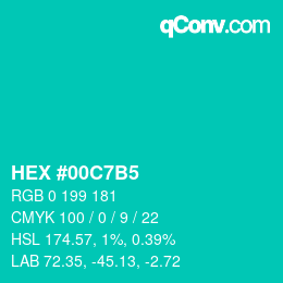 カラーコード: HEX #00C7B5 | qconv.com