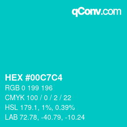 Color code: HEX #00C7C4 | qconv.com