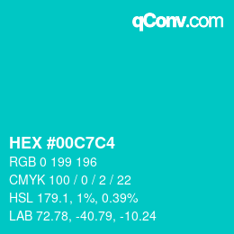 Código de color: HEX #00C7C4 | qconv.com