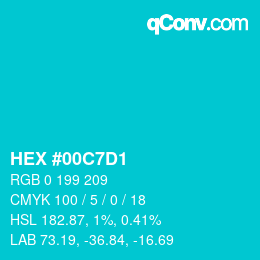 カラーコード: HEX #00C7D1 | qconv.com