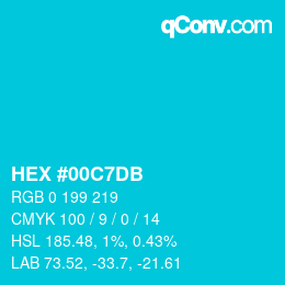 颜色代码: HEX #00C7DB | qconv.com