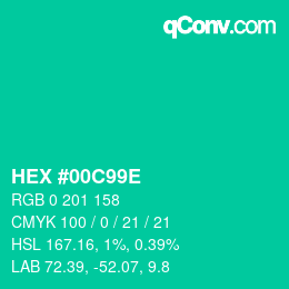 Color code: HEX #00C99E | qconv.com