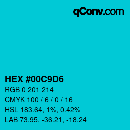 颜色代码: HEX #00C9D6 | qconv.com
