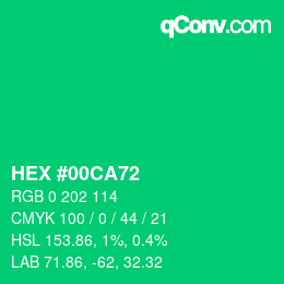 颜色代码: HEX #00CA72 | qconv.com