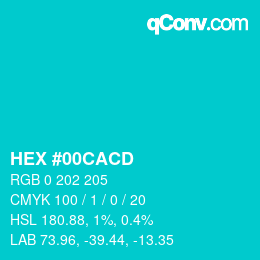 Color code: HEX #00CACD | qconv.com
