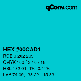 颜色代码: HEX #00CAD1 | qconv.com