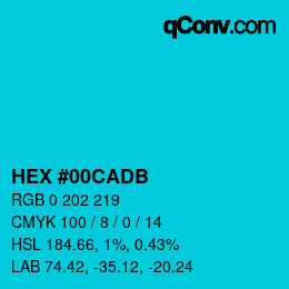 Color code: HEX #00CADB | qconv.com