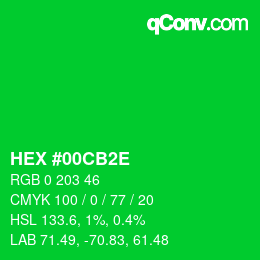 Color code: HEX #00CB2E | qconv.com