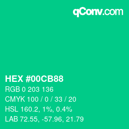 Color code: HEX #00CB88 | qconv.com