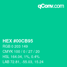 Color code: HEX #00CB95 | qconv.com