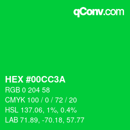 Color code: HEX #00CC3A | qconv.com