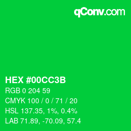 Color code: HEX #00CC3B | qconv.com