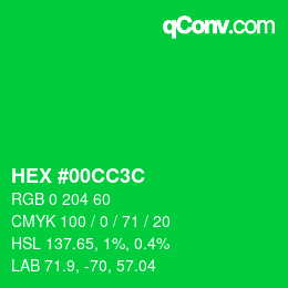 Color code: HEX #00CC3C | qconv.com
