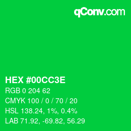 Farbcode: HEX #00CC3E | qconv.com