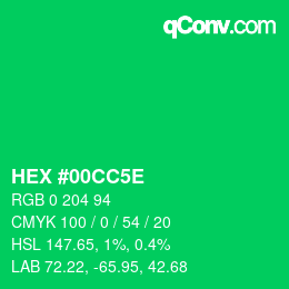 颜色代码: HEX #00CC5E | qconv.com