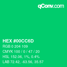 颜色代码: HEX #00CC6D | qconv.com