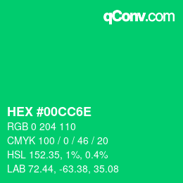 Color code: HEX #00CC6E | qconv.com