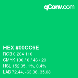 Color code: HEX #00CC6E | qconv.com