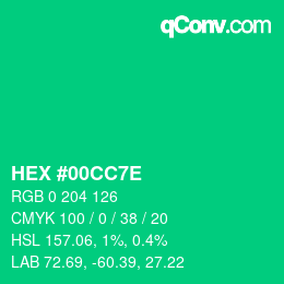 Color code: HEX #00CC7E | qconv.com