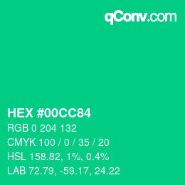 颜色代码: HEX #00CC84 | qconv.com