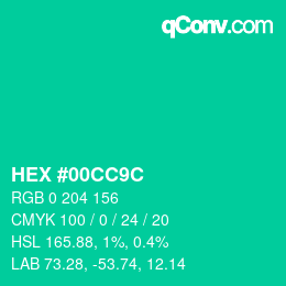 Color code: HEX #00CC9C | qconv.com