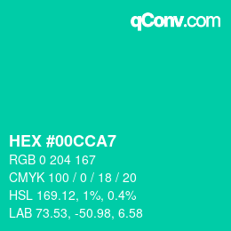 Color code: HEX #00CCA7 | qconv.com