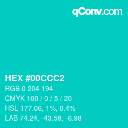 Color code: HEX #00CCC2 | qconv.com