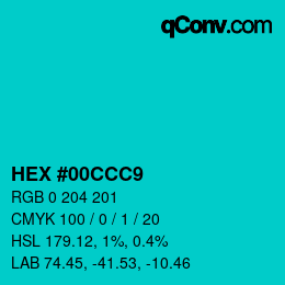 Color code: HEX #00CCC9 | qconv.com