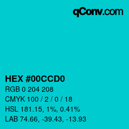 Color code: HEX #00CCD0 | qconv.com