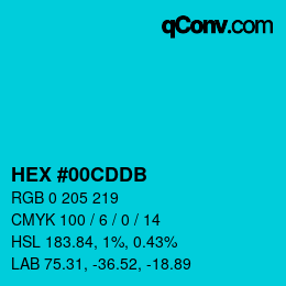 颜色代码: HEX #00CDDB | qconv.com