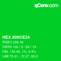 Color code: HEX #00CE24 | qconv.com