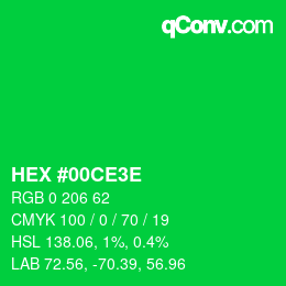 Color code: HEX #00CE3E | qconv.com