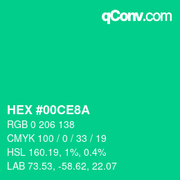 Color code: HEX #00CE8A | qconv.com