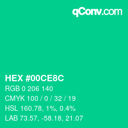 Color code: HEX #00CE8C | qconv.com