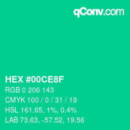 Color code: HEX #00CE8F | qconv.com