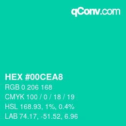 颜色代码: HEX #00CEA8 | qconv.com