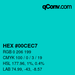 Color code: HEX #00CEC7 | qconv.com