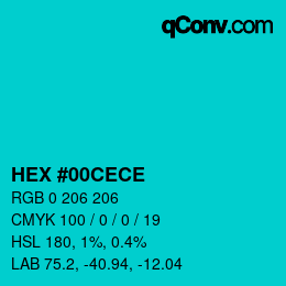 Color code: HEX #00CECE | qconv.com