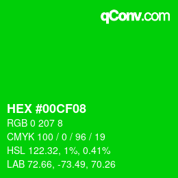 Color code: HEX #00CF08 | qconv.com