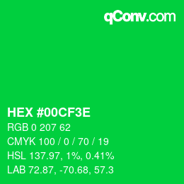 カラーコード: HEX #00CF3E | qconv.com