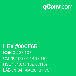 Color code: HEX #00CF6B | qconv.com