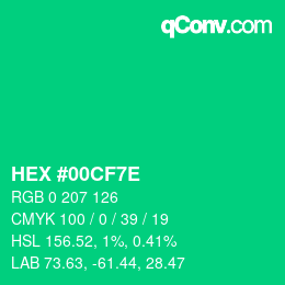 Color code: HEX #00CF7E | qconv.com