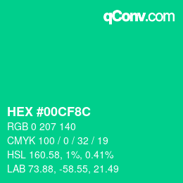 Color code: HEX #00CF8C | qconv.com