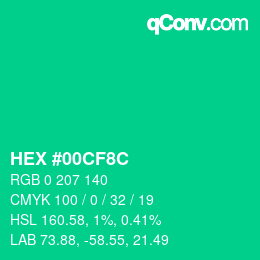 Farbcode: HEX #00CF8C | qconv.com