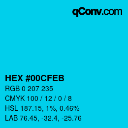 Color code: HEX #00CFEB | qconv.com
