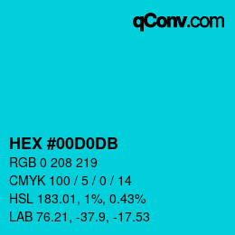 カラーコード: HEX #00D0DB | qconv.com