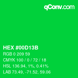 Color code: HEX #00D13B | qconv.com