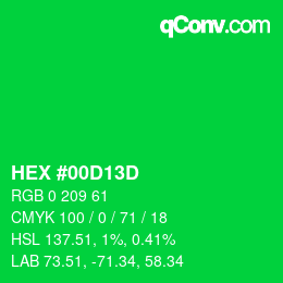 Color code: HEX #00D13D | qconv.com